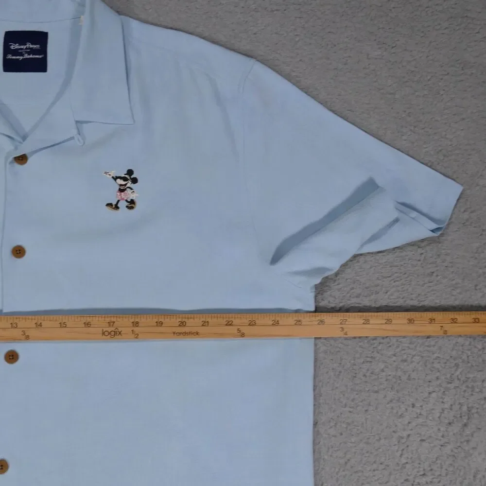 Tommy Bahama Disney Mickey Mouse Silk Camp Shirt Blue Embroidered Mens XL - Picture 8 of 13